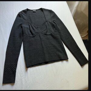 Wolford Pointelle Knit Sweetheart Longsleeve - Black